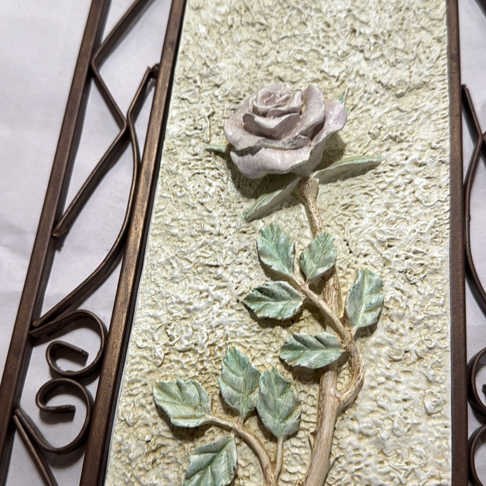 Vintage 90s rose plaque - Picture 2 of 6